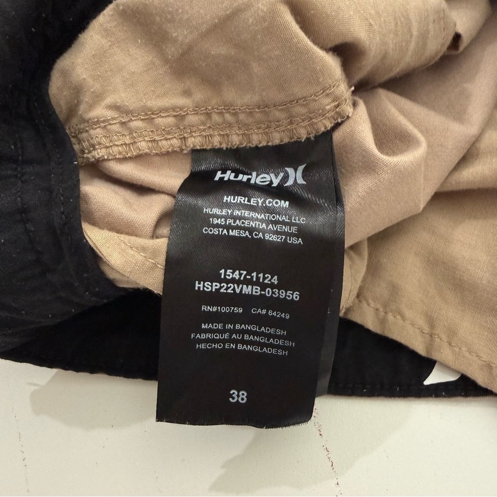 Hurley Walking Shorts Cotton Spandex Khaki Tan Embroidered Logo Men’s Sz 34 - Picture 9 of 12